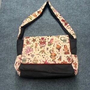 Tattoo Flash Print Messenger Bag Diaper Bag Rockabilly Sailor Jerry Style Black
